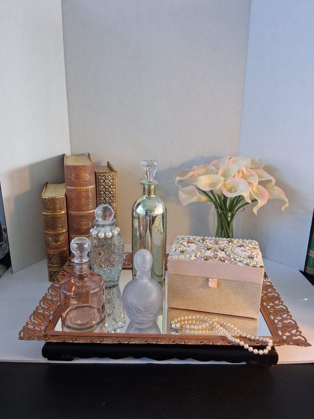 VTG Pier 1 Bejeweled Pink Keepsake Box - Multi Level, Retired, Pinky Taupe - Picture 14 of 16